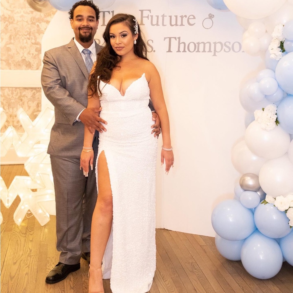 Moda Glam Boutique DITA White Sequin Gown